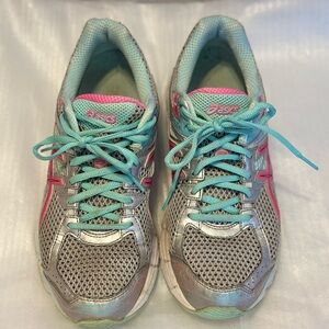 Asics Gray and Pink Athletic Shoes with Breathable Mesh